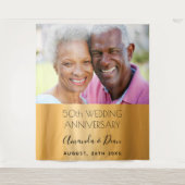 50th wedding gold anniversary custom photo chic タペストリー (正面)