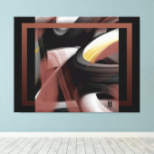 50x38" Trend Abstract Art Black White Powdery キャンバスプリント (インサイチュ (ウッドフロア))