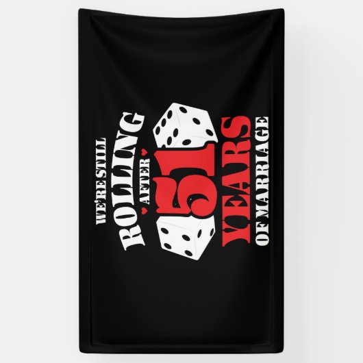 51おもしろい周年記念結婚したカップル51年 横断幕 (縦)