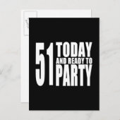 51おもしろい番目の誕生日: 51今日とパーティー準備完了 インビテーションポストカード (正面/裏面)