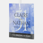 51エレガント回目のサファ結婚イア記念日 ガラスオーナメント (正面左)