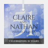 51エレガント回目のサファ結婚イア記念日 ガラスオーナメント (正面)