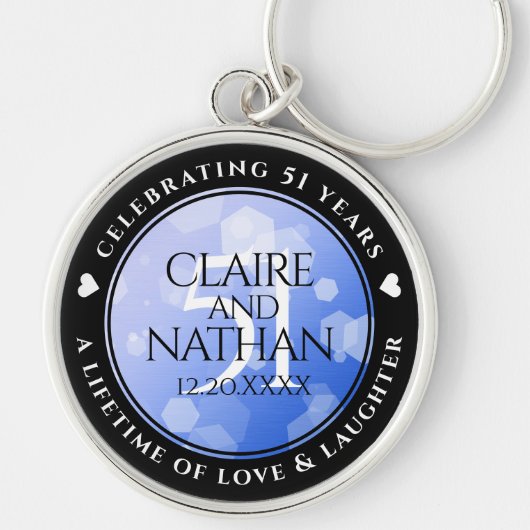 51エレガント回目のサファ結婚イア記念日 キーホルダー (正面)