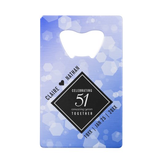 51エレガント回目のサファ結婚イア記念日 クレジットカード栓抜き (裏面)