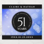 51エレガント回目のサファ結婚イア記念日 スパークリングワインラベル (シングルラベル)