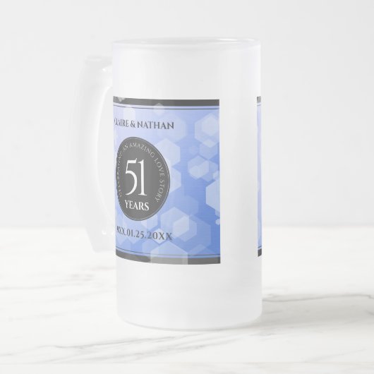 51エレガント回目のサファ結婚イア記念日 フロストグラスビールジョッキ (正面左)