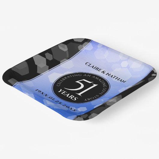 51エレガント回目のサファ結婚イア記念日 ペーパープレート (傾斜あり)