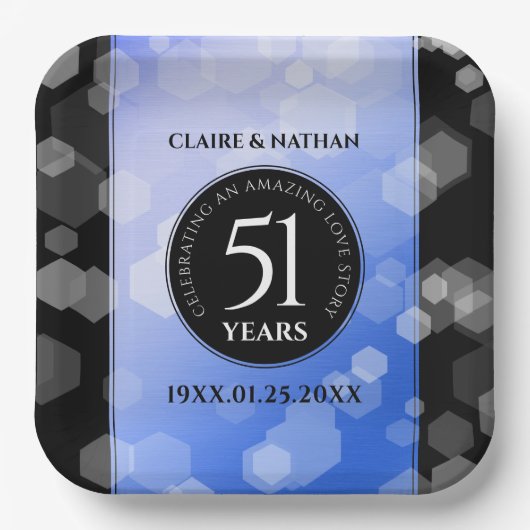 51エレガント回目のサファ結婚イア記念日 ペーパープレート (正面)
