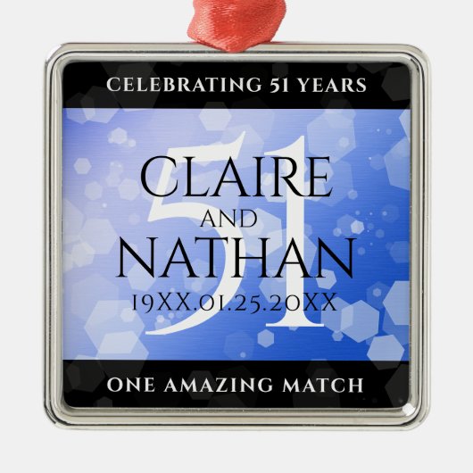 51エレガント回目のサファ結婚イア記念日 メタルオーナメント (正面)