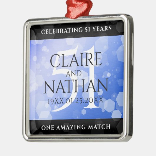 51エレガント回目のサファ結婚イア記念日 メタルオーナメント (左)