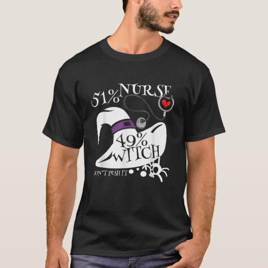 51ナース49魔女おかしいハロウィンスペールバインドナース Tシャツ (正面)