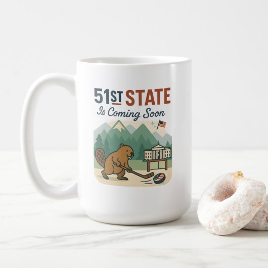51州ビーバーホッケーカナダ米国国旗のデザイン コーヒーマグカップ (ドーナツ)