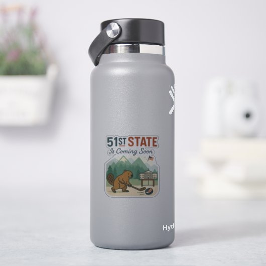 51州ビーバーホッケーカナダ米国国旗のデザイン シール (HydroFlask)