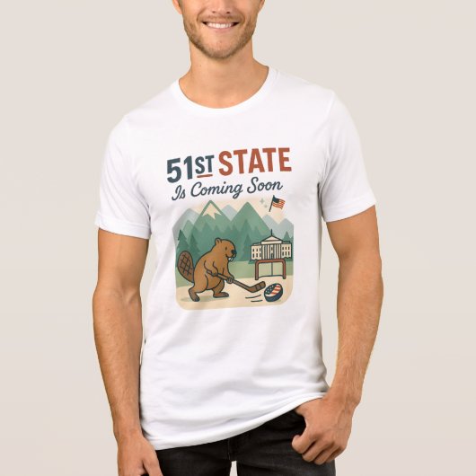 51州ビーバーホッケーカナダ米国国旗のデザイン トライブレンドTシャツ (正面)