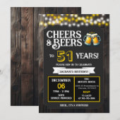 51年サプライズ・バックヤードパーティにお祝いとビールを 招待状 (正面/裏面)