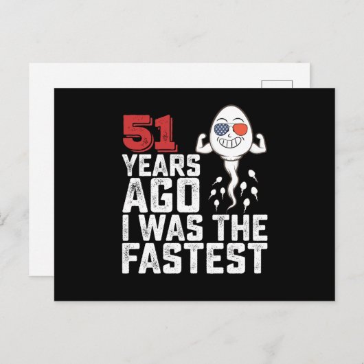 51年前に誕生日 私は一番速かった ポストカード (正面/裏面)