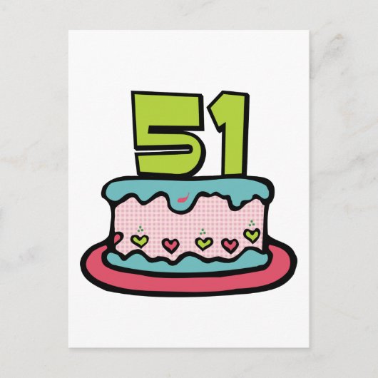 51歳お誕生日ケーキ ポストカード (正面)