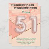 51歳の女の子のハッピーバースデーカード (正面/裏面)