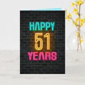 51歳の誕生日にネオンのサインが入る カード (黄色い花)