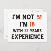 51歳の誕生日デザイン ポストカード (正面/裏面)