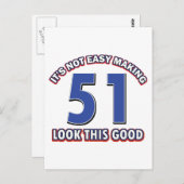 51歳の誕生日デザイン ポストカード (正面/裏面)