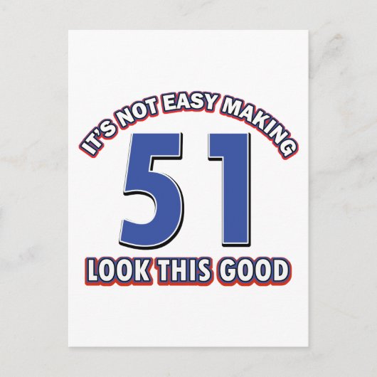 51歳の誕生日デザイン ポストカード (正面)