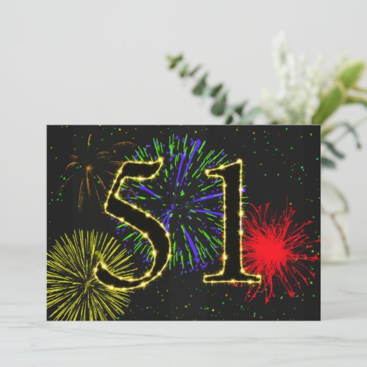 51歳の誕生日パーティーの招待 招待状 (スタンド正面)