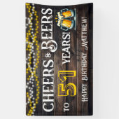 51歳の誕生日パーティーバナー Cheers and Beers 横断幕 (縦)