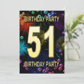 51歳の誕生日パーティー招待状 花火 バブル 招待状 (スタンド正面)