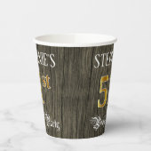 51歳の誕生日パーティー - 偽の金と偽の木の外観 紙コップ (左)