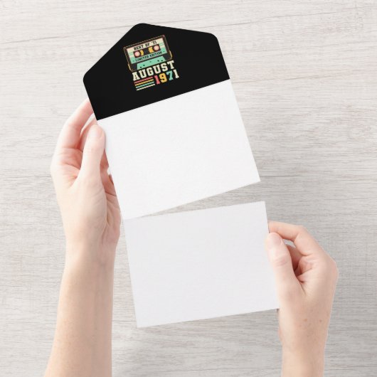 51歳の誕生日プレゼント8月 ヴィンテージ 1971 51年 オールインワン招待状 (貼ってはがせる)