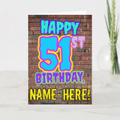 51歳の誕生日 - ファンなアーバングラフィティスタイル カード (正面)