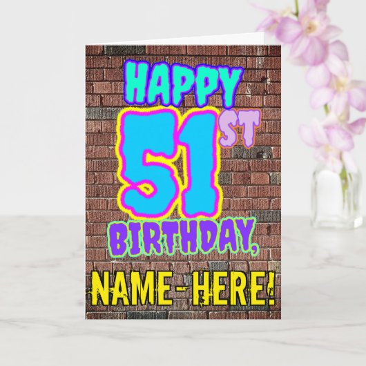51歳の誕生日 - ファンなアーバングラフィティスタイル カード (蘭)