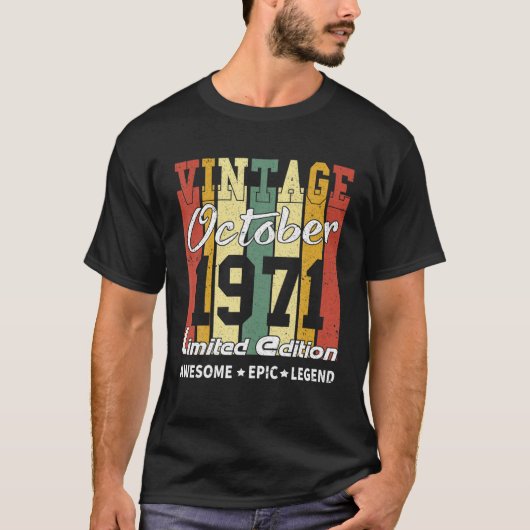 51歳ヴィンテージ1971年10月限定版 Tシャツ (正面)