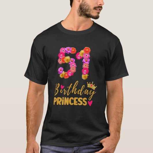 51歳誕生日プリンセスフラワーザMy 51B Tシャツ (正面)