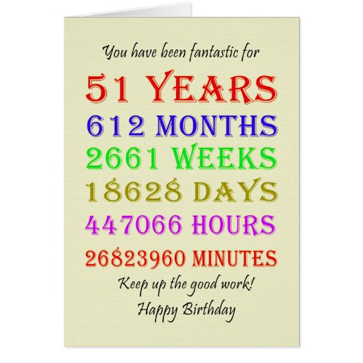 51番目の誕生日のマイルストーン (正面)