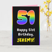 51番目の誕生日カラフル: Rainbow # 51,名前をカスタムする カード (黄色い花)