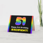 51番目の誕生日カラフル: Rainbow # 51,名前をカスタムする カード (正面)