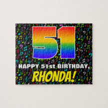 51番目の誕生日:おもしろい、カラフル音楽シンボル、「51」