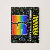 51番目の誕生日:おもしろい、カラフル音楽シンボル、「51」 ジグソーパズル (縦)