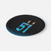 51番目の誕生日（ろうそく火の付いた数字） ペーパープレート (アングル)