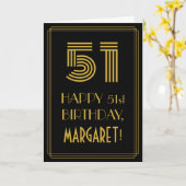 51番目の誕生日:インスパイアアールデコの検索「51」と名前 カード (黄色い花)