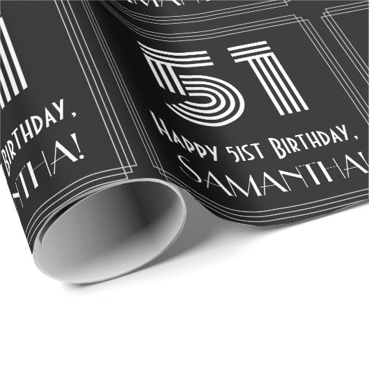 51番目の誕生日:インスパイアアールデコの検索「51」と名前 ラッピングペーパー (ロールコーナー)