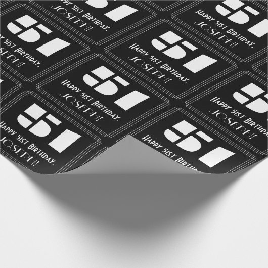 51番目の誕生日:インスパイアアールデコの検索「51」と名前 ラッピングペーパー (角)