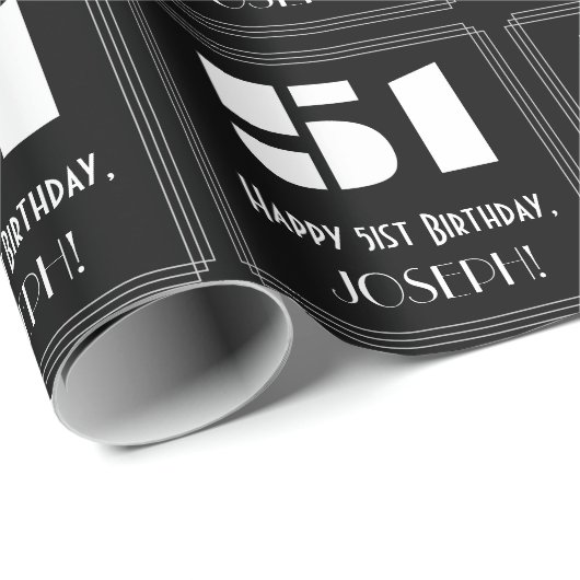 51番目の誕生日:インスパイアアールデコの検索「51」と名前 ラッピングペーパー (ロールコーナー)