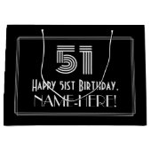 51番目の誕生日:インスパイアアールデコの「51」の外観と名前 ラージペーパーバッグ (正面)