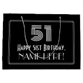 51番目の誕生日:インスパイアアールデコの「51」の外観と名前 ラージペーパーバッグ (裏面)