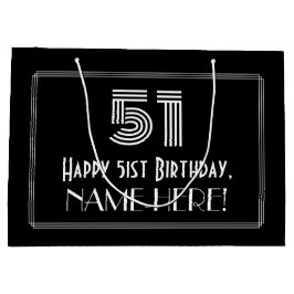51番目の誕生日:インスパイアアールデコの「51」の外観と名前 ラージペーパーバッグ
