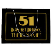 51番目の誕生日:インスパイアアールデコの「51」の外観と名前 ラージペーパーバッグ (裏面)