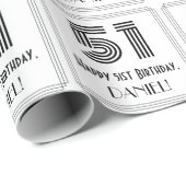 51番目の誕生日:インスパイアアールデコスタイル「51」 +名前 ラッピングペーパー (ロールコーナー)